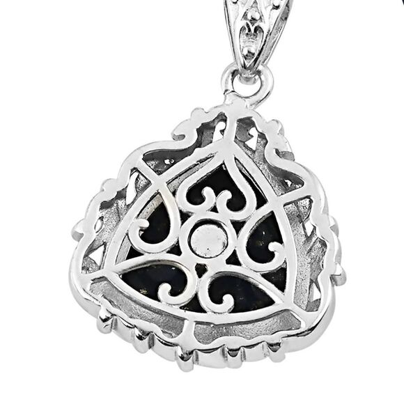 NIB Lapis Lazuli Solitaire Pendant in Platinum Over Copper with Magnet 10.40 ctw - Picture 7 of 8